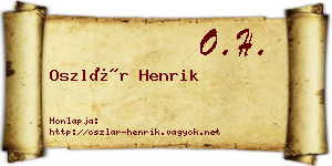 Oszlár Henrik névjegykártya